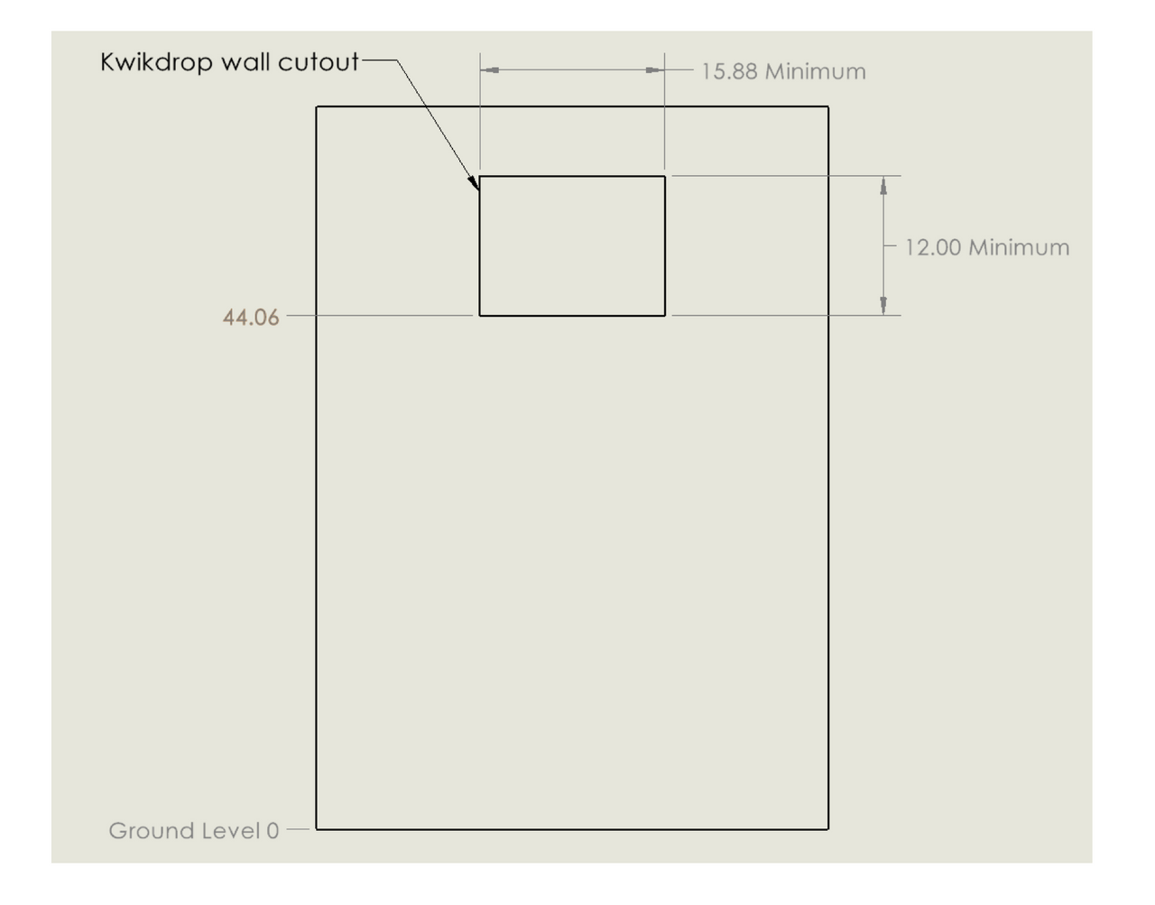 Large Through the Wall Stainless Steel Outdoor Book Drop dimensions RO view