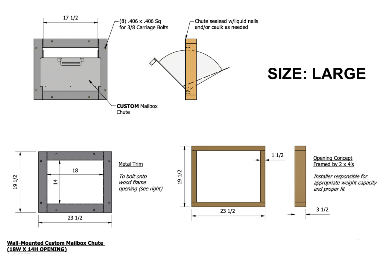 Large Through Wall Package Drop With Hopper Drop Door Drawing