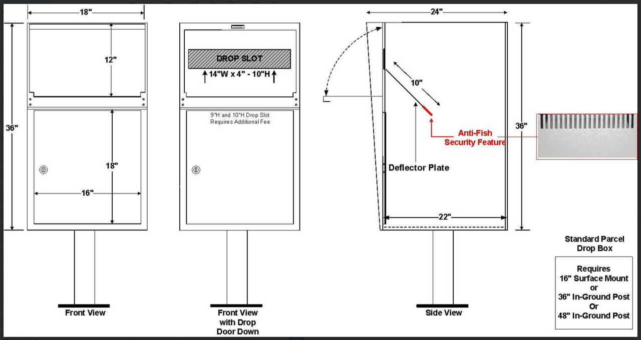 Locking Parcel Drop Box Dimensions