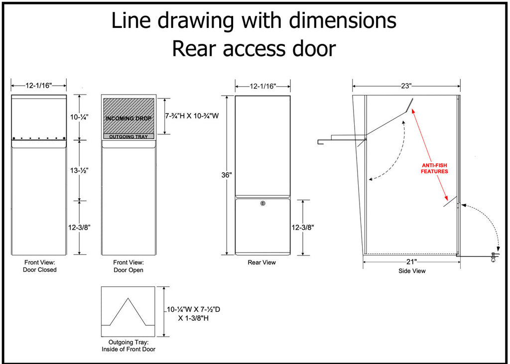 Line Drawing showing rear access