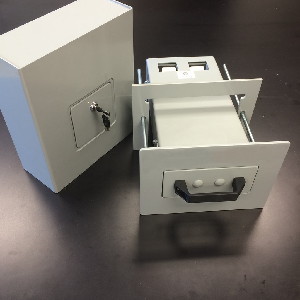 Through the wall drop shown with receptacle