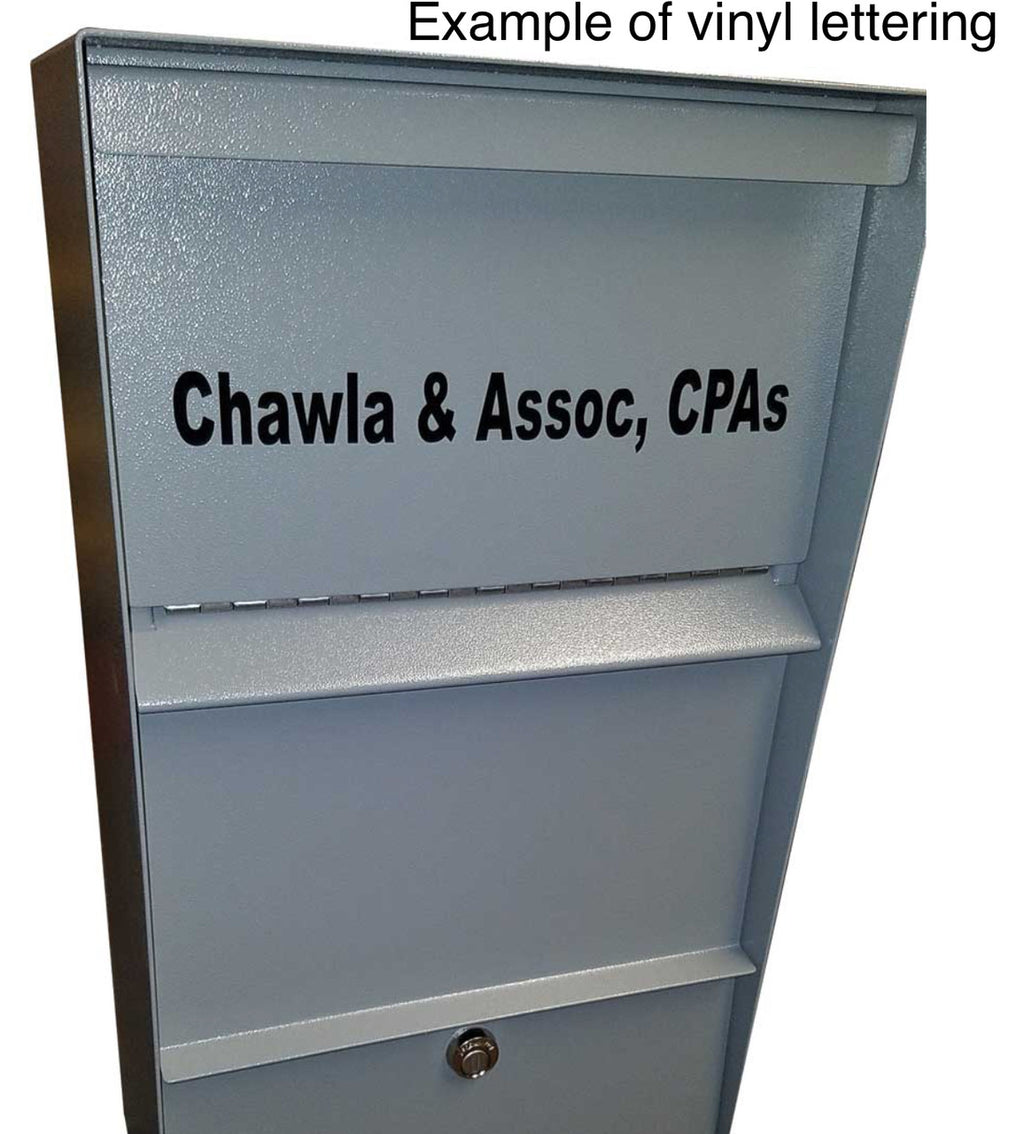 Large Locking Wall Mounted Mailbox shown with optional vinyl lettering