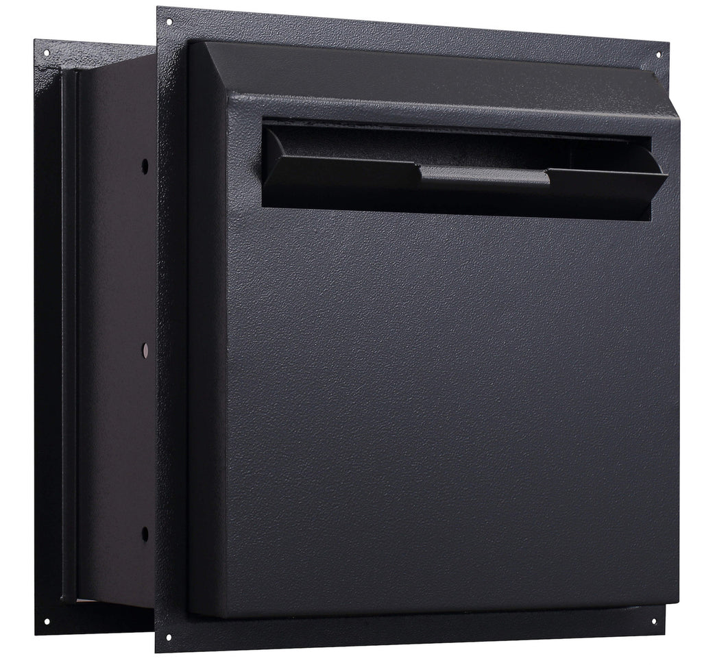 Through the Wall Drop Box black with drop door open