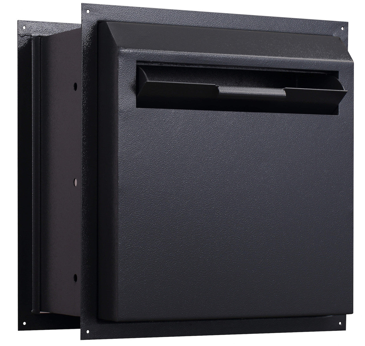 Through the Wall Drop Box black with drop door open