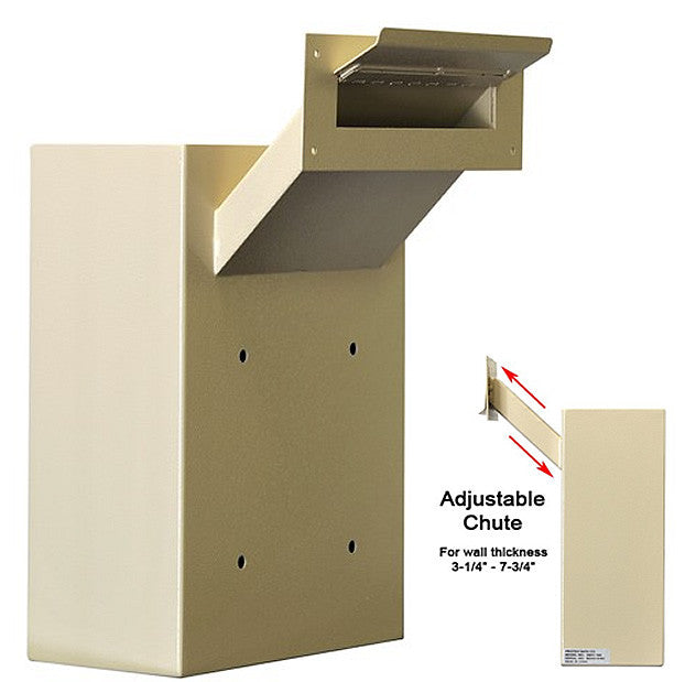 Adjustable Through the Wall Locking Drop Box with side view