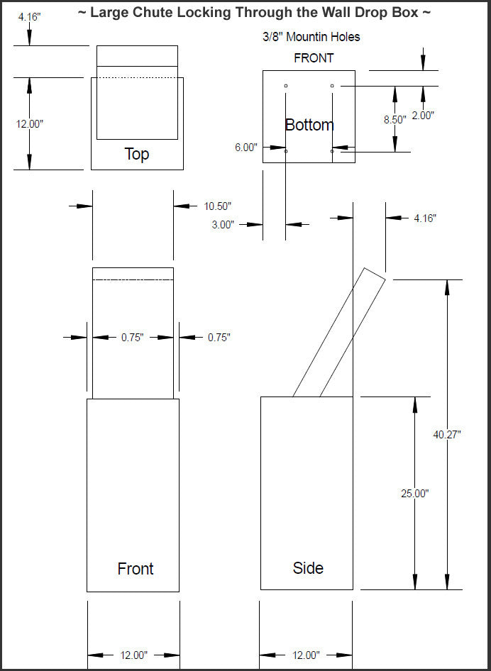 Large Chute Locking Through the Wall Drop Box