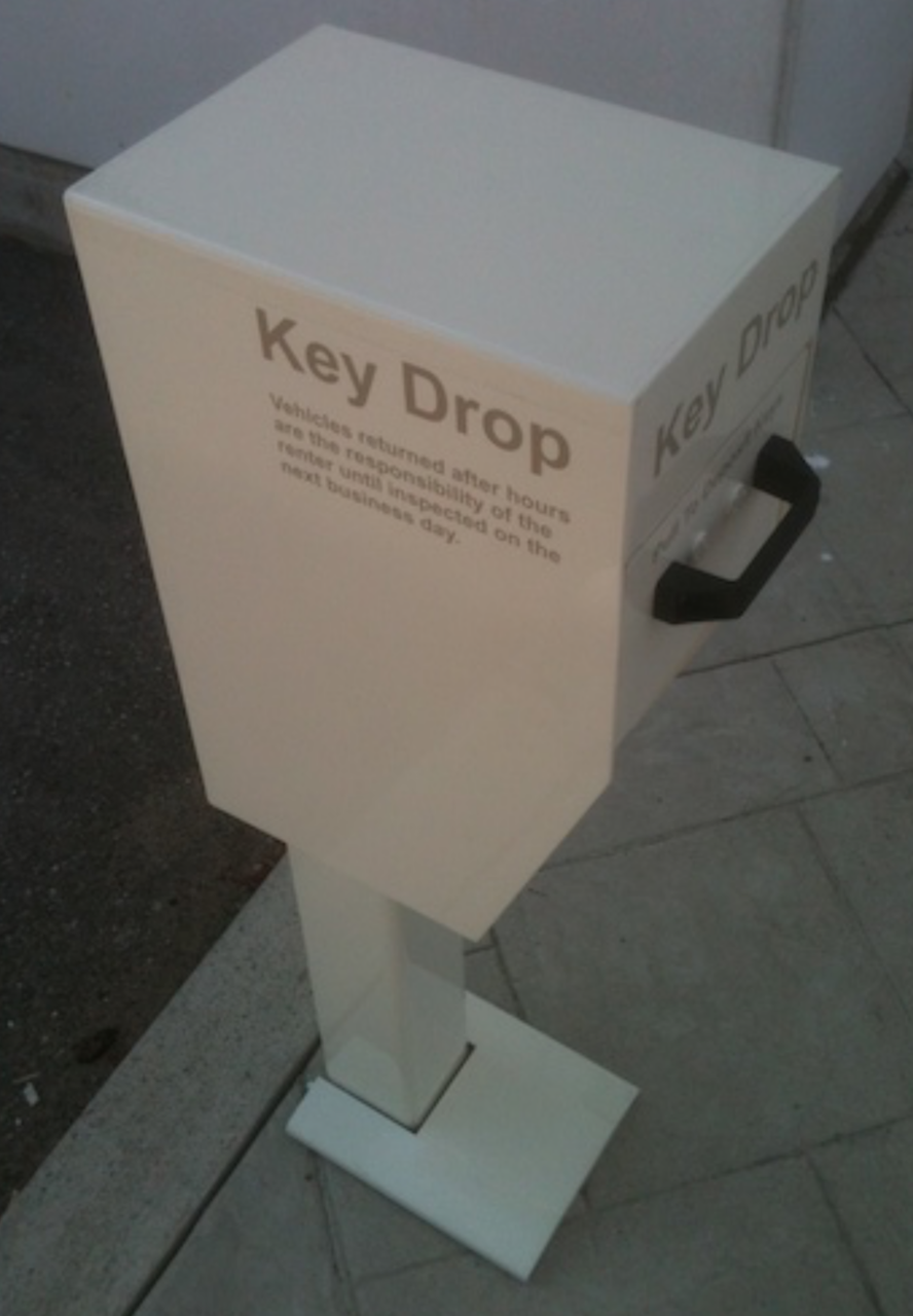Secure Key Drop Box with Post side view