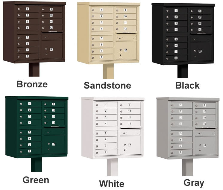 Cluster Mailbox 12 Unit USPS Approved CBU - with Pedestal