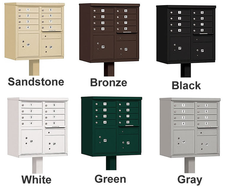 Cluster Mailbox 8 Unit USPS Approved CBU - with Pedestal
