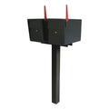 Two Locking Mailboxes with Spreader Bar and Post