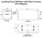 Locking Rural Mailbox with Rear Access dimensions with side view