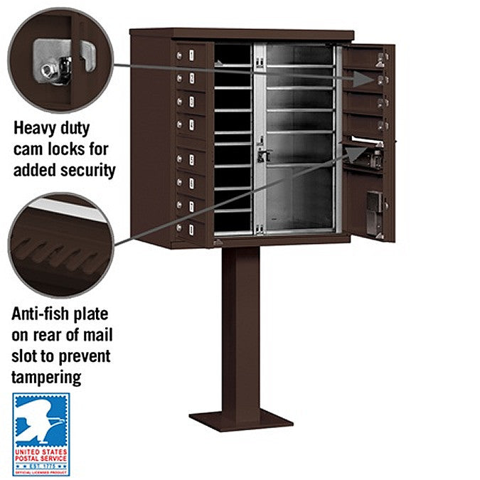 Cluster Mailbox 12 Unit USPS Approved CBU - with Pedestal