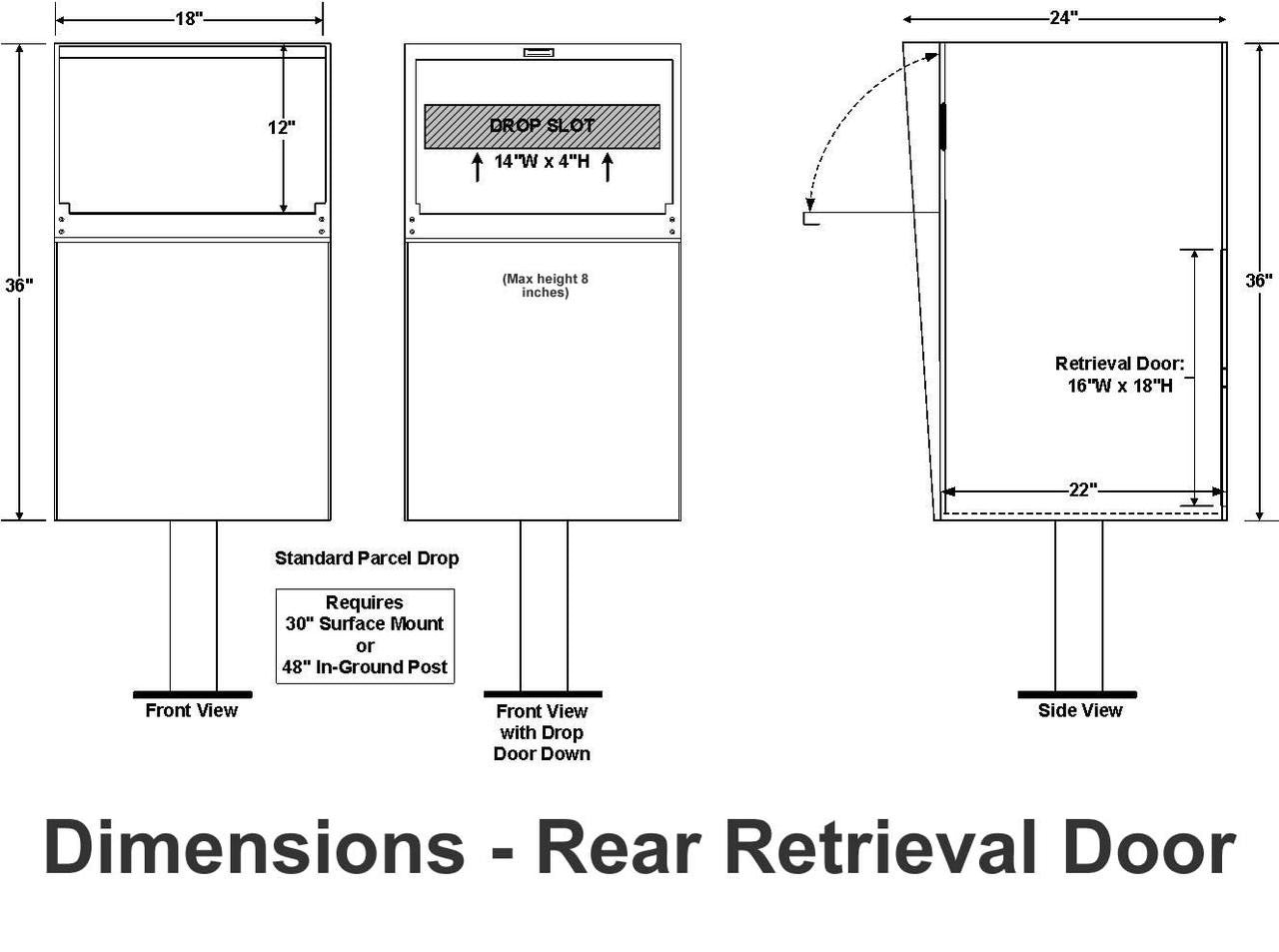 Locking Parcel Drop Box Rear Access Drawing