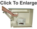 Side view showing the Package master mailbox with hand not able to reach in