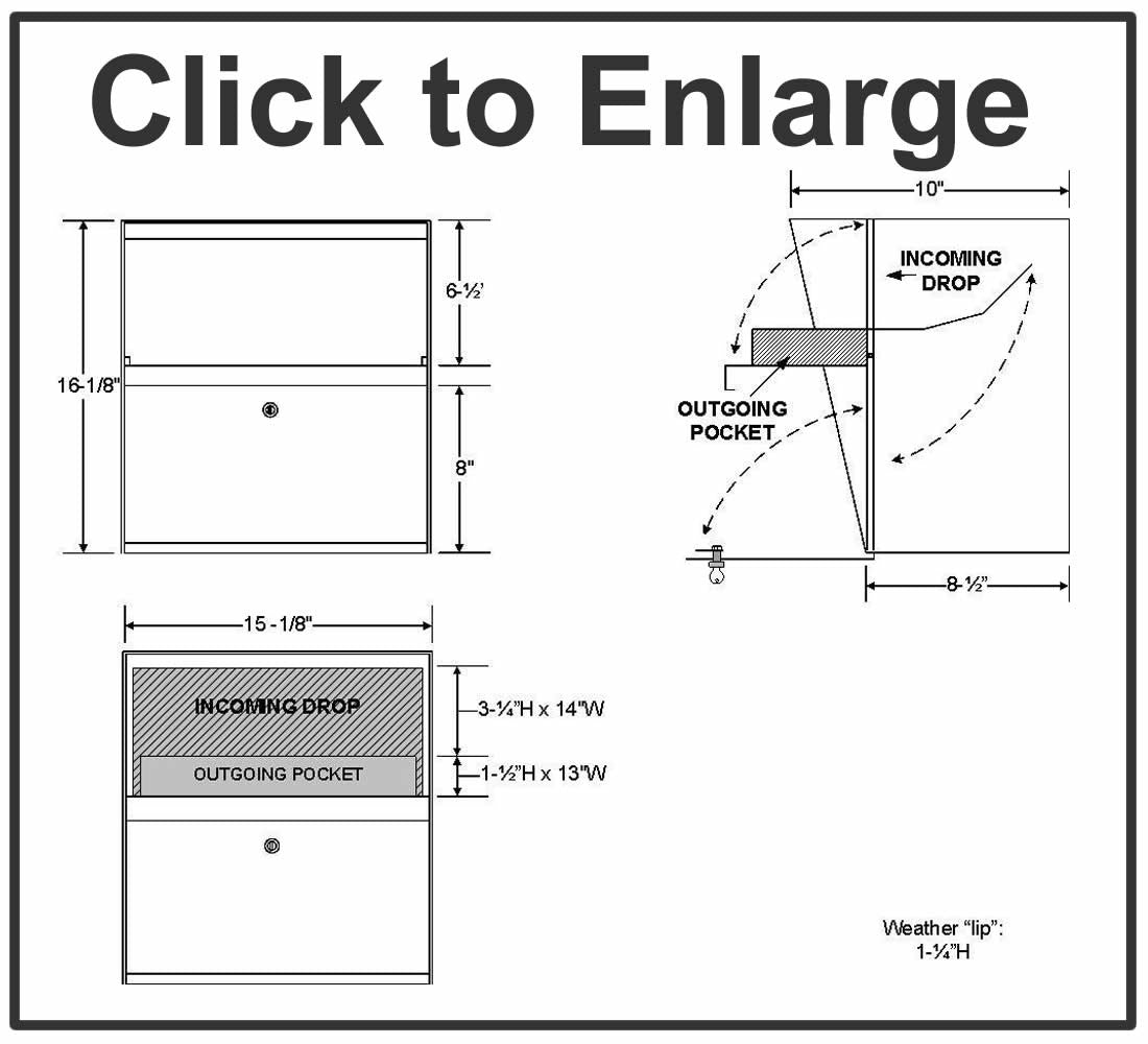 Outdoor Locking Wall Mounted Mailbox Dimensions