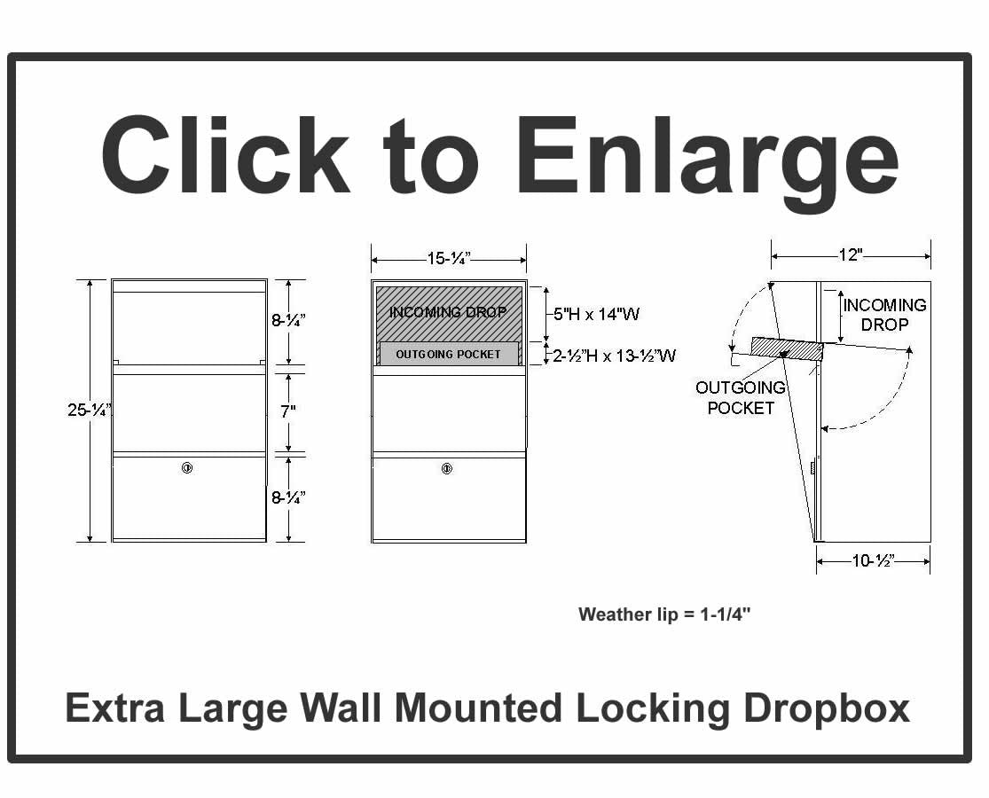 Extra Large Wall Mounted Locking Dropbox  drawing 